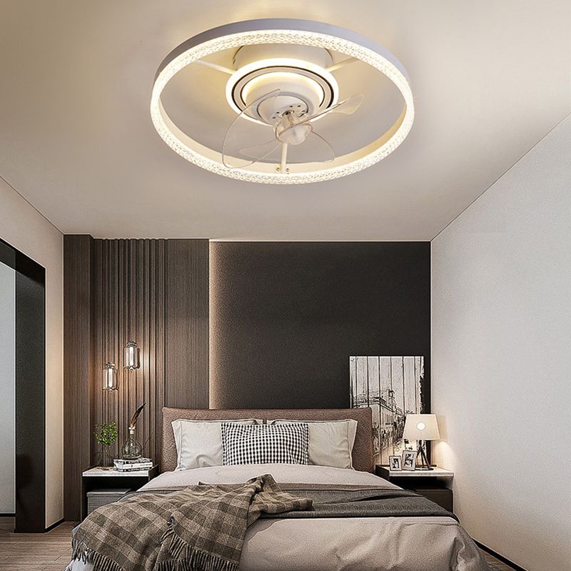 Ventilateur de plafond rond blanc à 360 degrés rotatifs semi-minimalistes semi-flush Light Light