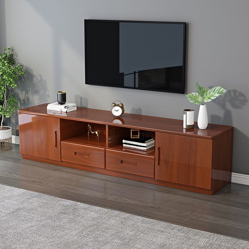 Traditional TV Stand 13.78" D Wooden TV Console with Drawers and 2-Door