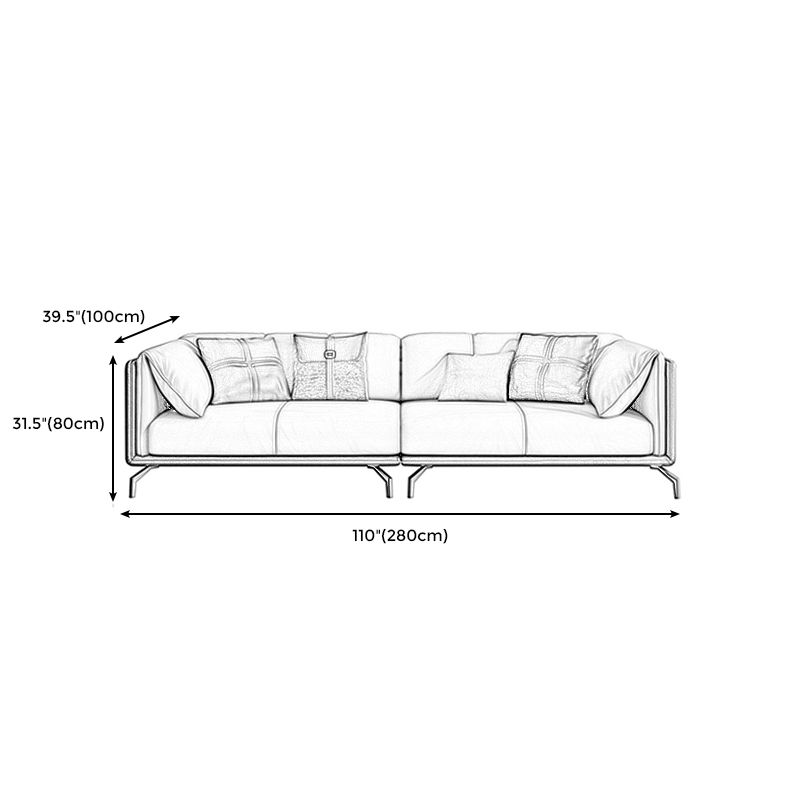 Transitional Genuine Leather Cushions Sofa 31.5"High Pillow Top Arm Couch