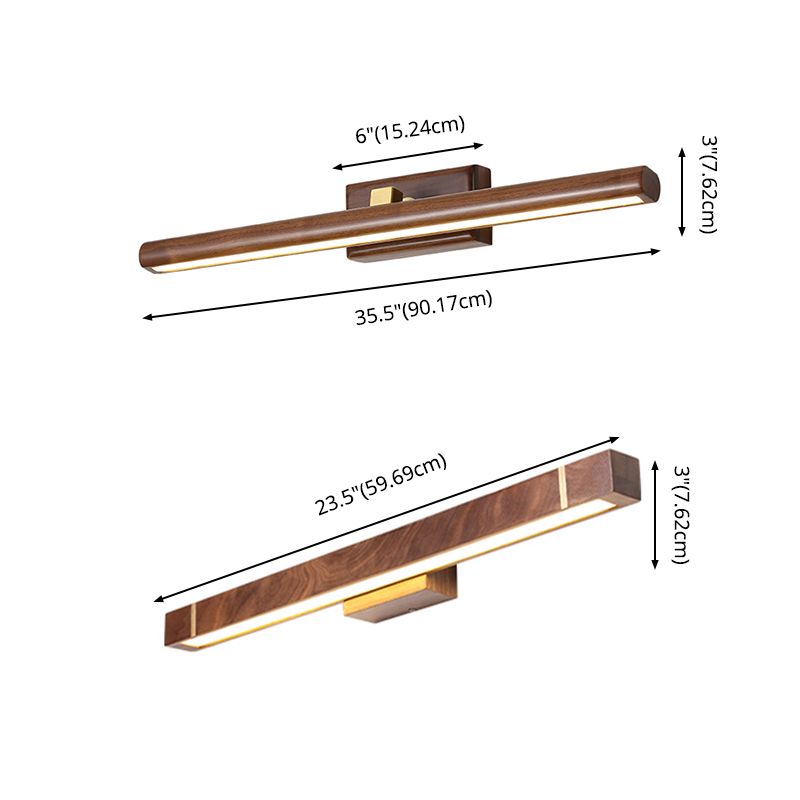 Luz de la pared lineal Diclasía contemporánea de madera Contemporánea Batio de pared de pared de pared en marrón