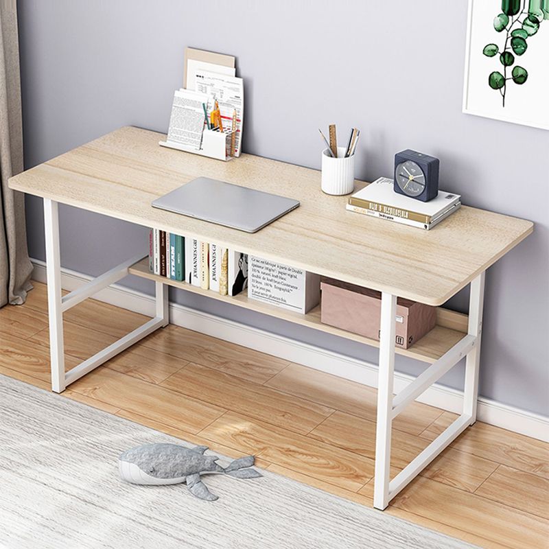 Contemporary Wooden Office Desk Sled Base Rectangular Writing Desk with Steel Legs