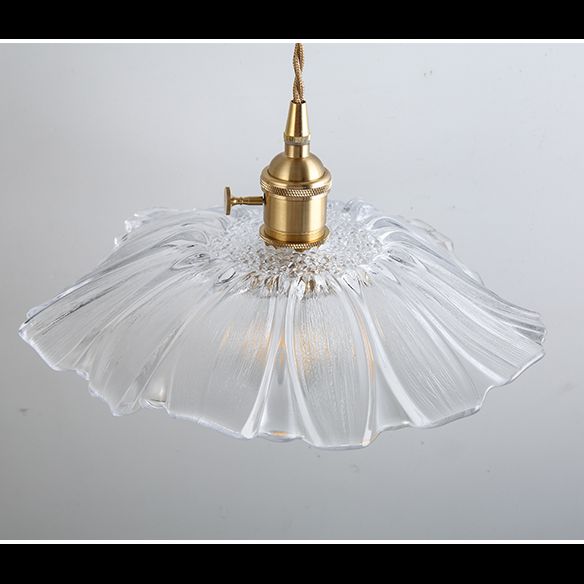 Flower Shape Shade Ceiling Pendant Lamp  Vintage Industrial  Clear Glass Hanging Light