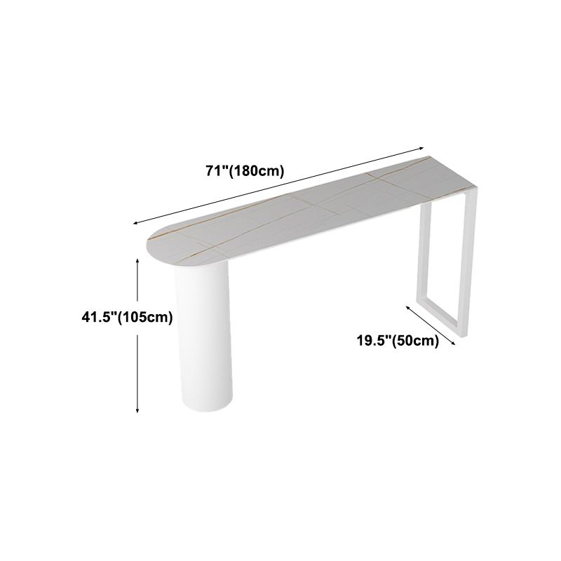 Mesa de comedor de barra contemporánea Mesa de barra interior con base de hierro en blanco