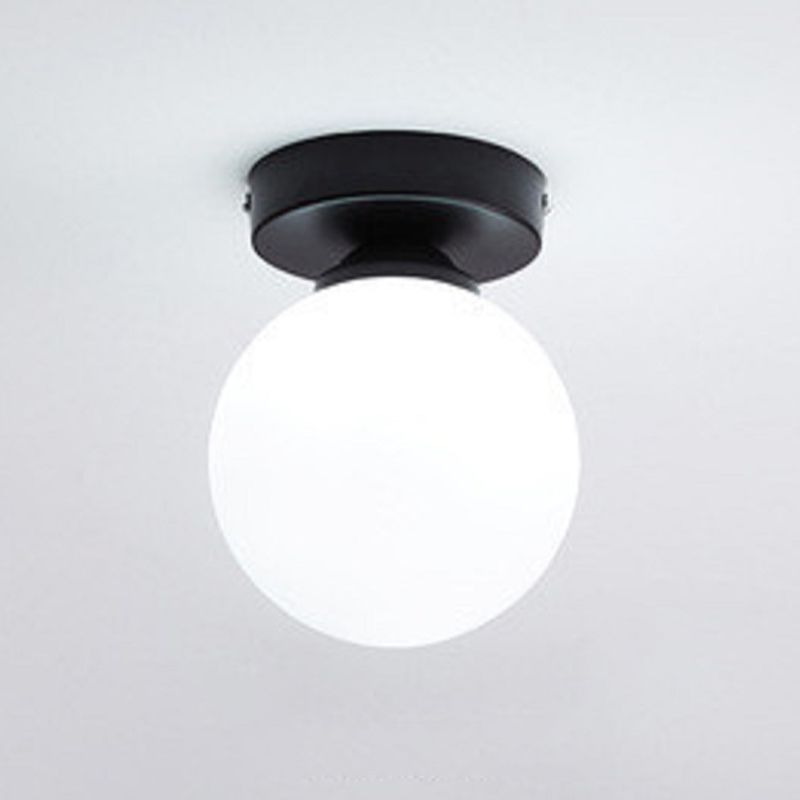 Modern Ceiling Light 1-Light Round Ceiling Mount Light with Glass Shade for Aisle