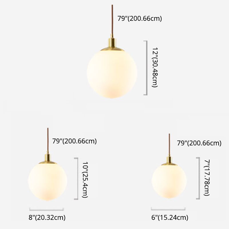 1 Light Spherical Pendant Lamp Modern Minimalist Opal  Glass Hanging Lamp for Living Room