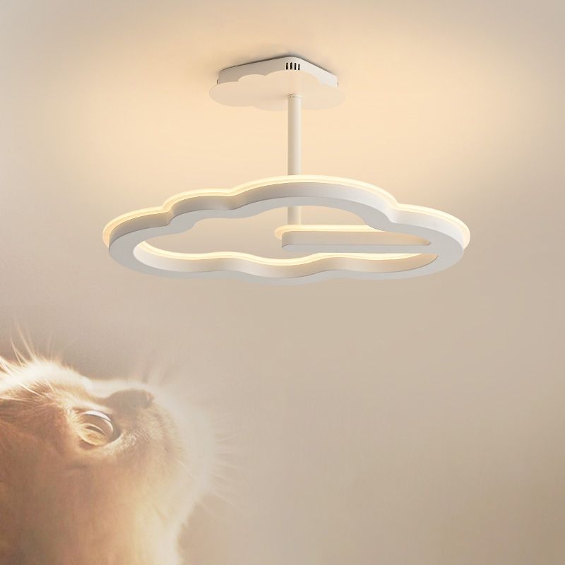 Contemporary LED Ceiling Lamp Cloud Semi Flush Light with Metal for Bedroom