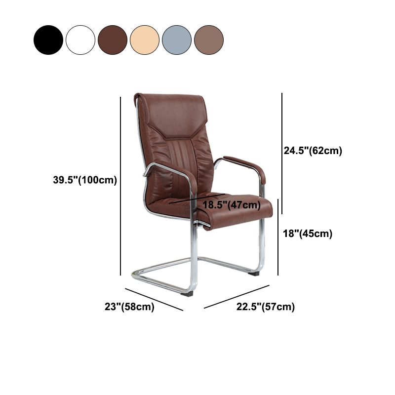 Modern Metal and Faux Leather Desk Chair with Hight Back Home Office Chair