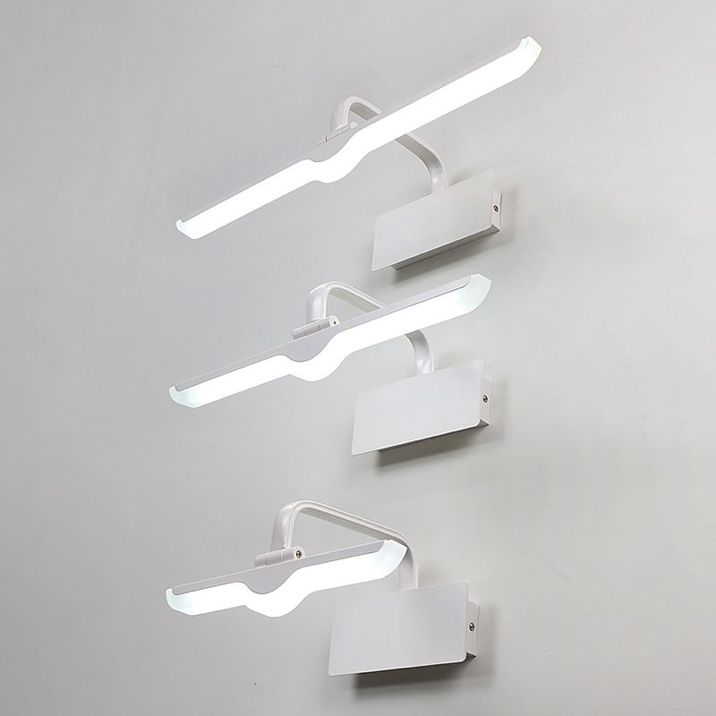 Metal Linear Vanity Wall Lights Contemporary 1 Light Vanity Lighting Fixtures in White