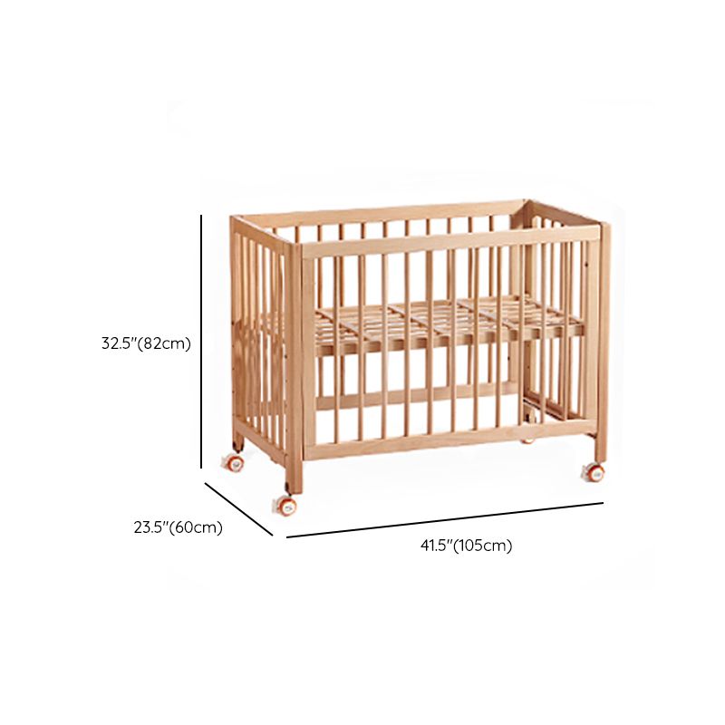 Rectangle Solid Wood Crib Modern Style 2-In-1 Convertible Crib with Casters