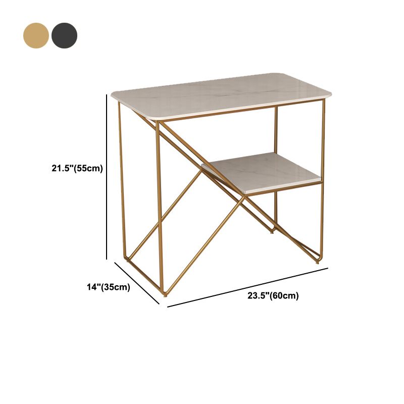 25.59" Tall Metal Accent Table Nightstand Industrial Night Table with 2 Shelves