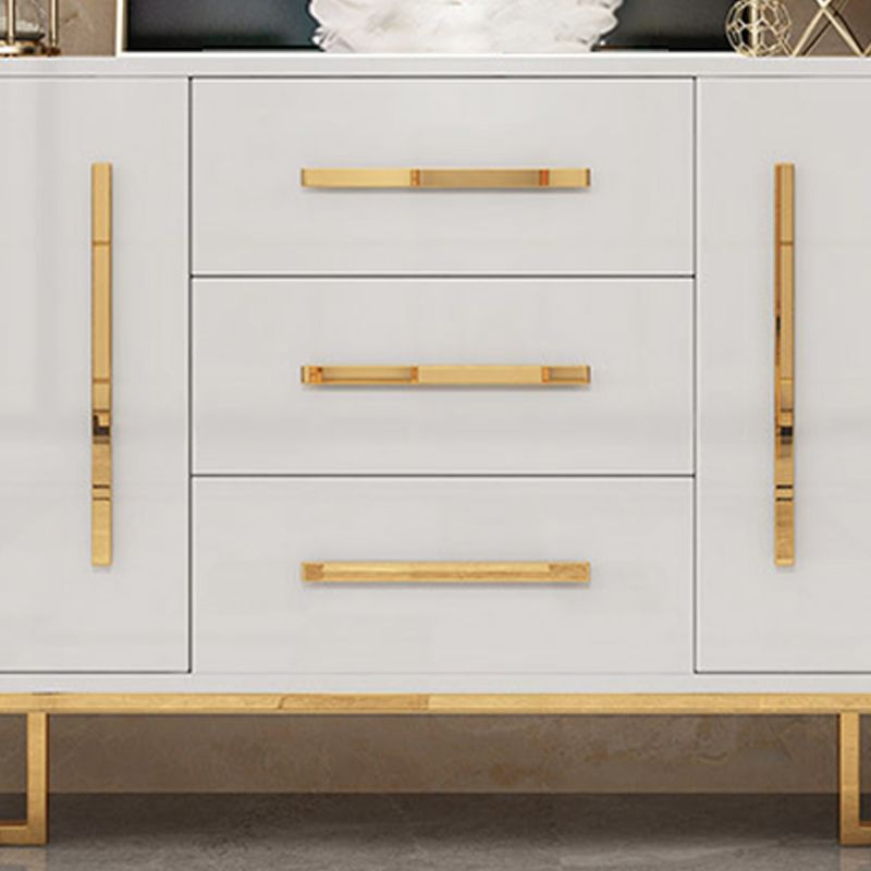 Glam Sideboard Buffet 3 Drawers and 2 Doors Cabinets Matte High Gloss Sideboard