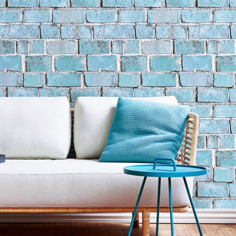 Blue Brick Effect Wallpaper Roll Architecture Steampunk Self Adhesive Wall Covering