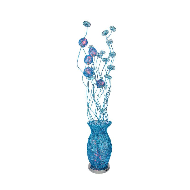 Aluminum Jar-Like Stand Up Lamp Decorative Bedroom LED Flower Reading Floor Lighting in Red/Yellow/Blue