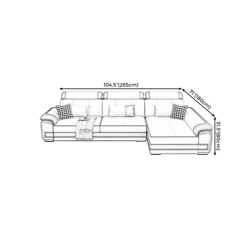 Faux Leather Pillow Top Arm Sectionals 31.5"High Cushion Back Sofa with Slipcover