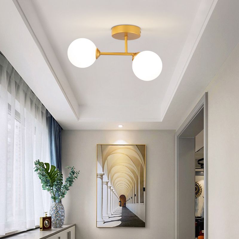 Modern Spherical Ceiling Mount Light with Glass Shade for Aisle