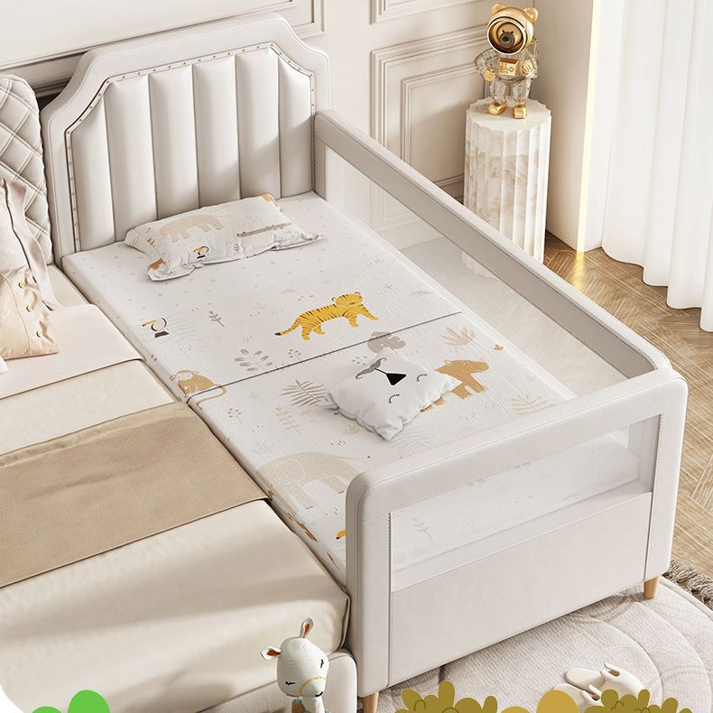 Wood Frame Nursery Bed White Baby Crib with Guardrail and Mattress