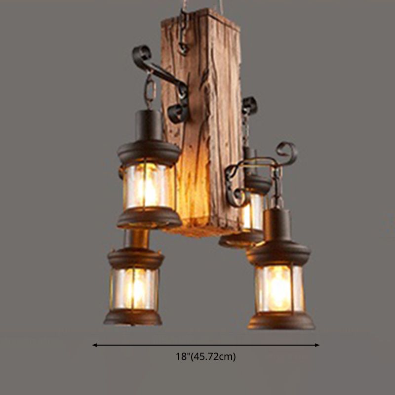 Lámpara colgante sombreada lámpara de lámpara de lámpara retro en madera angustiada