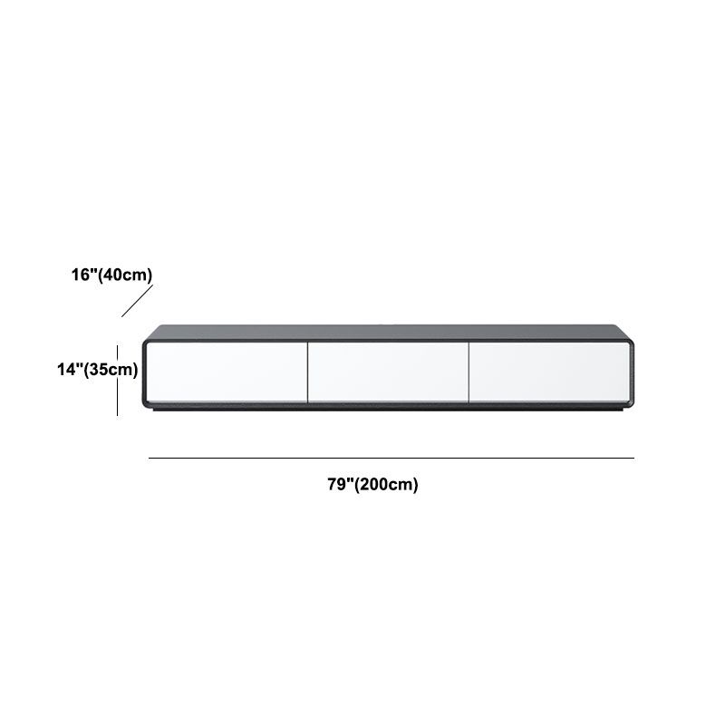 Contemporary 4-Drawer TV Console, Scandinavian TV Stand in White/ Black