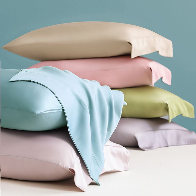 Fitted Sheet Silk Solid Color Breathable Wrinkle Resistant Super Soft Bed Sheet Set