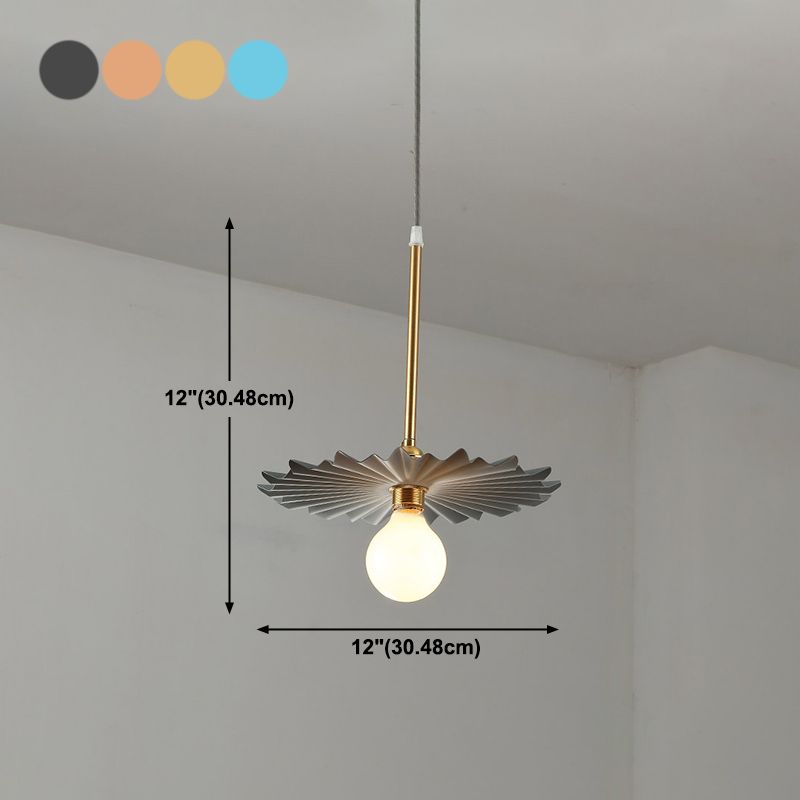 Metal Pleated Shade Pendant Lighting Macaron Style 1-Light Suspension Light