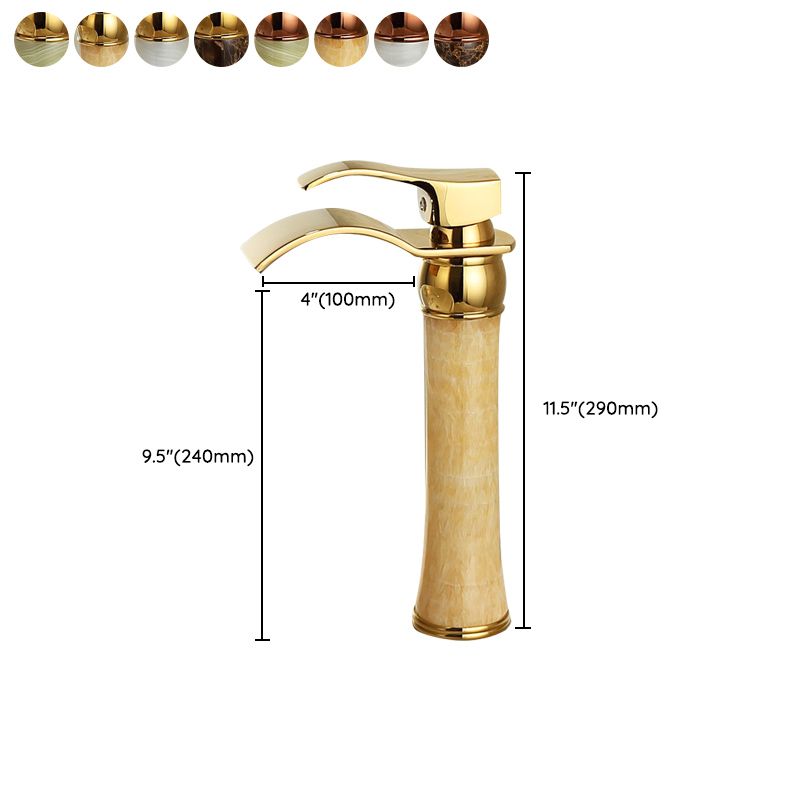 Deck Mounted Copper Roman Tub Faucet Low Arc Roman Tub Faucet Set with Jade