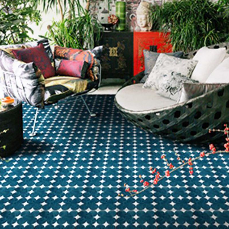 Modern Style Floor Tile Floral Print Straight Edge Square Waterproof Floor Tile