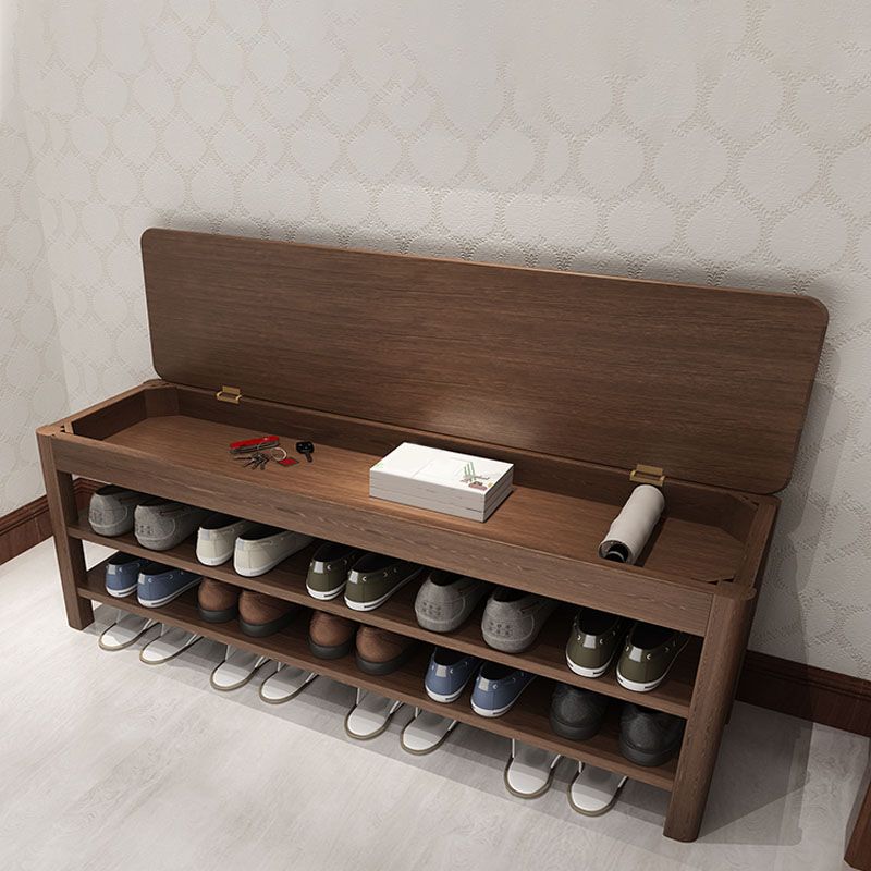 Modern Entryway Bench Wooden Seating Bench with Shoe Storage , 14" Width