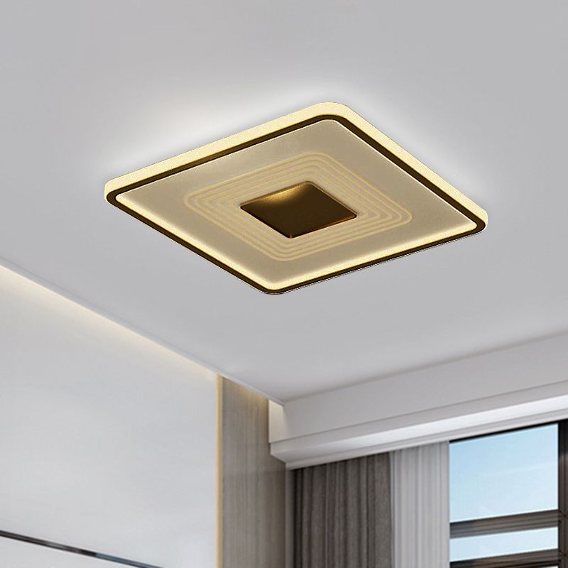 Lampada da incasso a LED moderna in acrilico da 16"/35,5" L quadrata/rettangolare per soggiorno in oro, bianco/luce calda