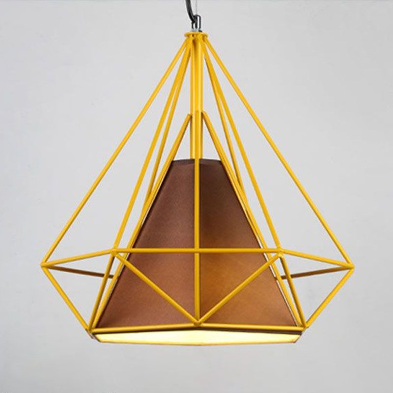 Simplicity Diamond Frame Hanging Light 1 Bulb Iron Pendant Lighting Fixture for Restaurant