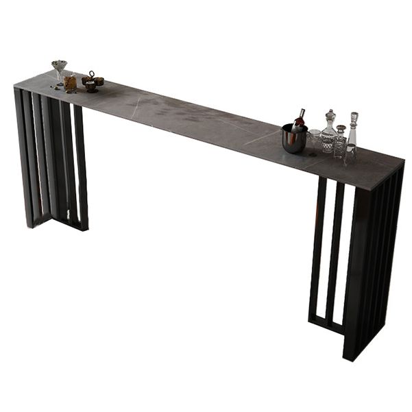 Industrial Style Bar Table 42-inch Height Stone Top and Steel Base Pub Table