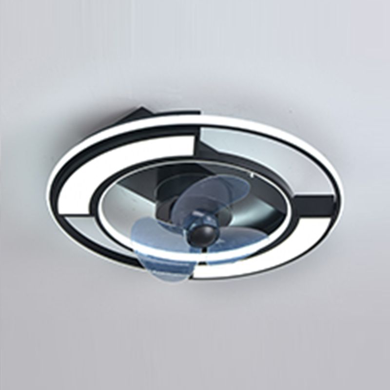 Black Geometric LED Fan Lamp Modern 360-Degree Rotatable Semi Flush Mount Ceiling Light