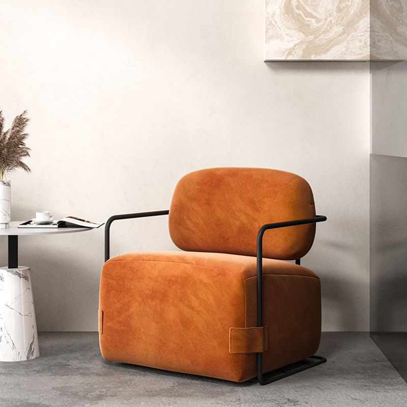 Contemporary Solid Color Accent Armchair Arms Included Orange Arm Chair for Living Room