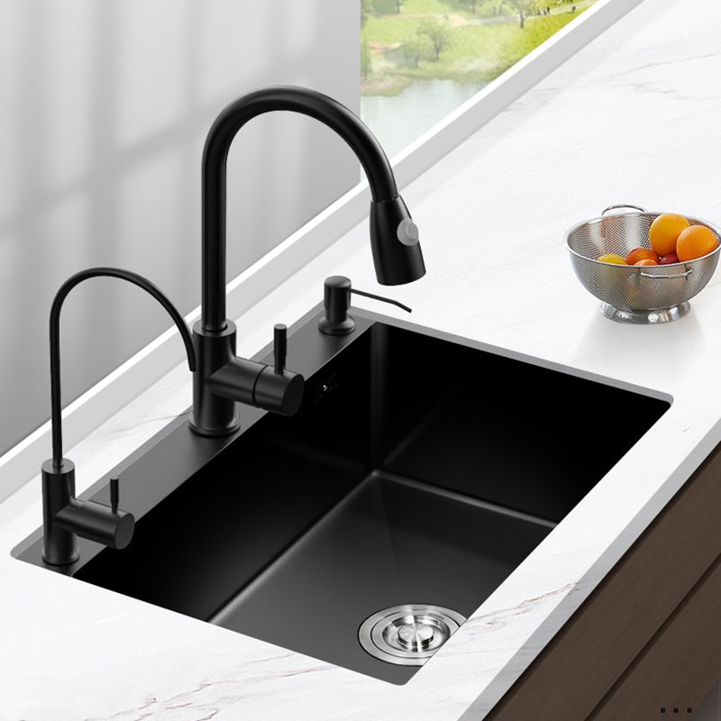 Stainless Steel Kitchen Sink Single Bowl Sink with Faucet and Soap Dispenser