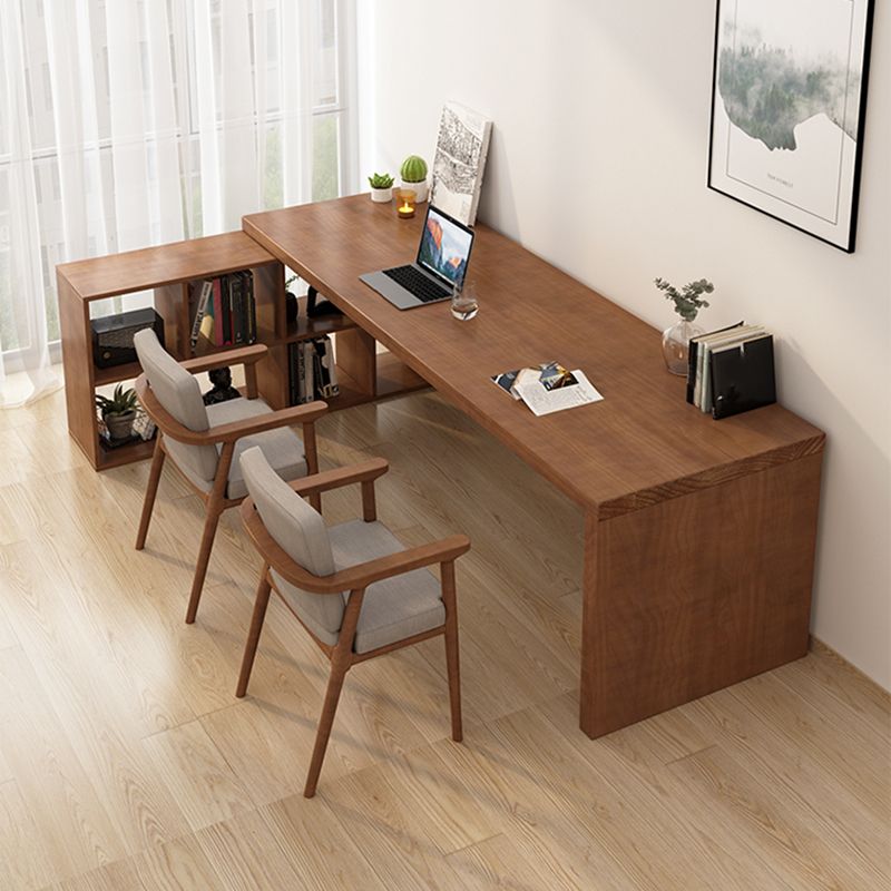 Industrial Solid Wooden Office Desk L-Shape Writing Desk for Bedroom