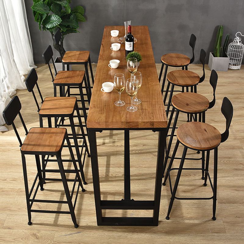 Brown Modern Style Solid Wood and Iron Table Dining Room Bar Table