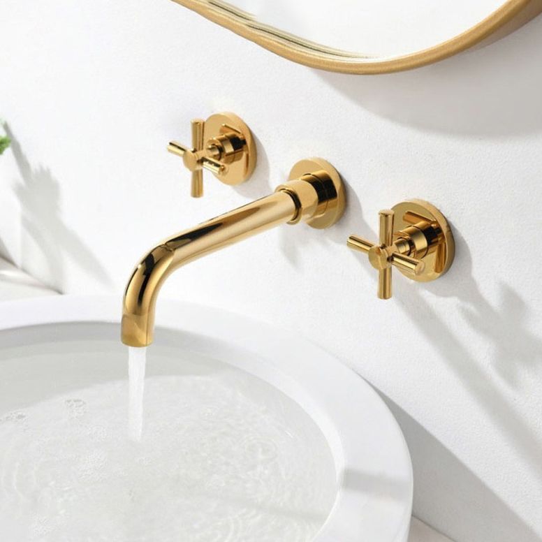 Glam Style Faucets Widespread Wall Mounted Bathroom Sink Faucet