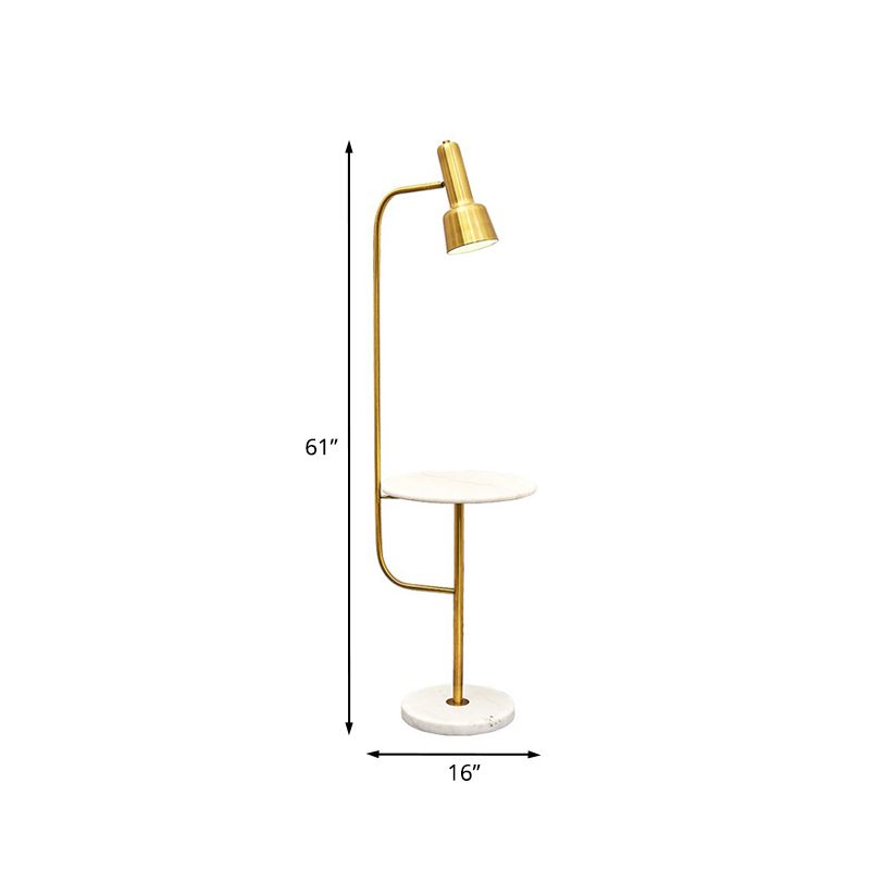 Gold Finish Tube Floor Desk Lighting Modernism Single Metallic Floor Stand Lamp for Living Room