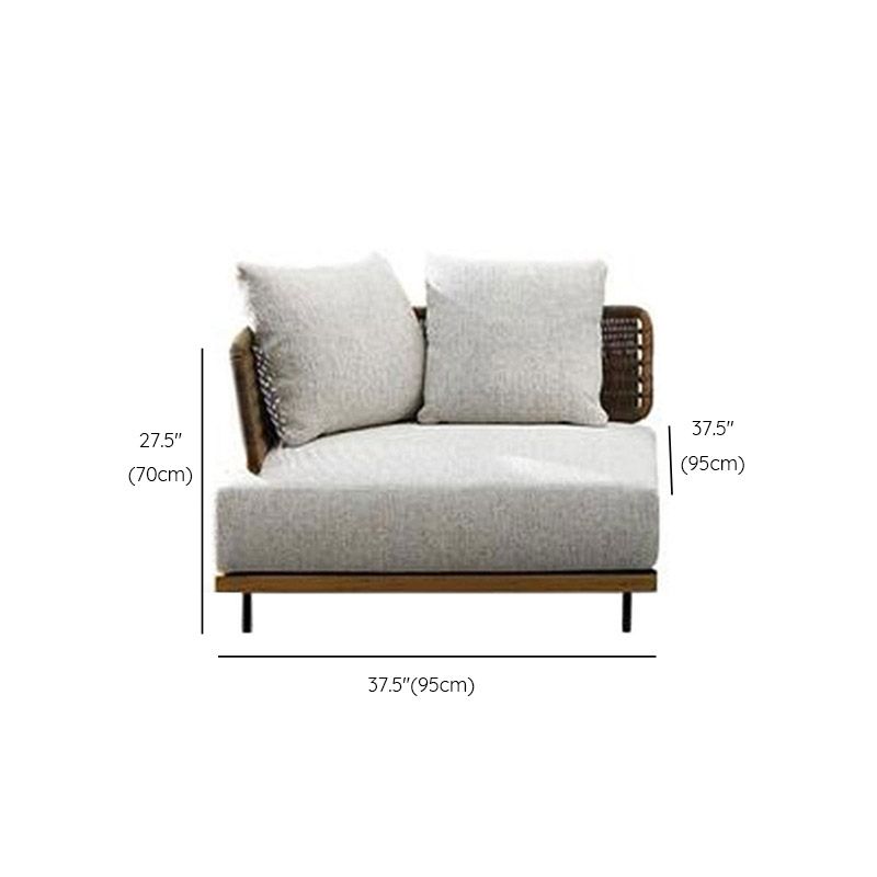 White Outdoor Patio Sofa Farmhouse Solid Wood Patio Sofa with Cushions