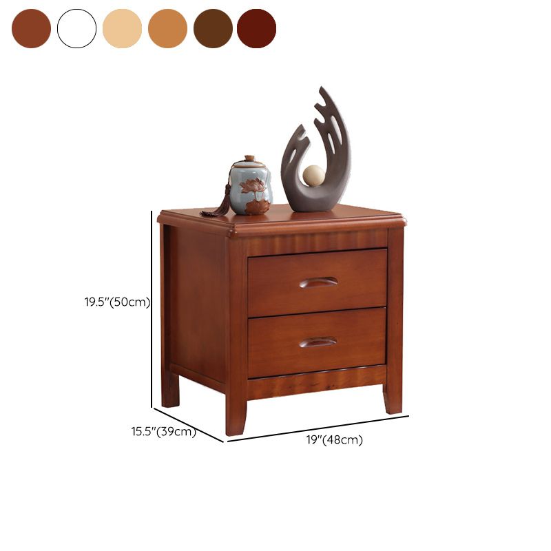 Contemporary Nightstand Solid Wood Bedside Cabinet with Drawers