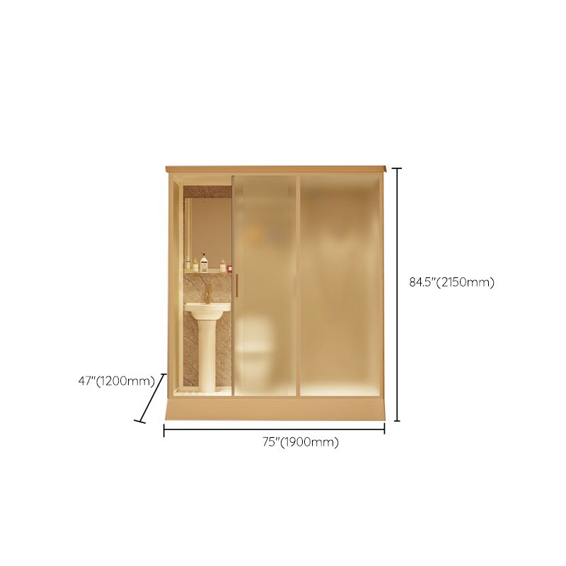 Contemporary Shower Stall Frosted Rectangle Framed Shower Stall with Ceiling