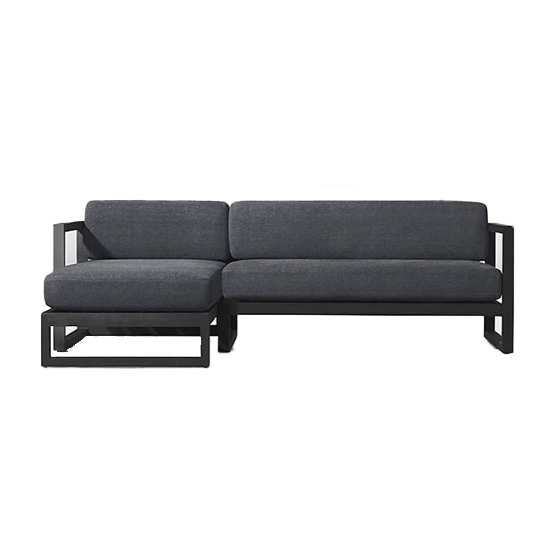 Metal Outdoor Patio Sofa 1 Piece Black Patio Sofa with Cushions