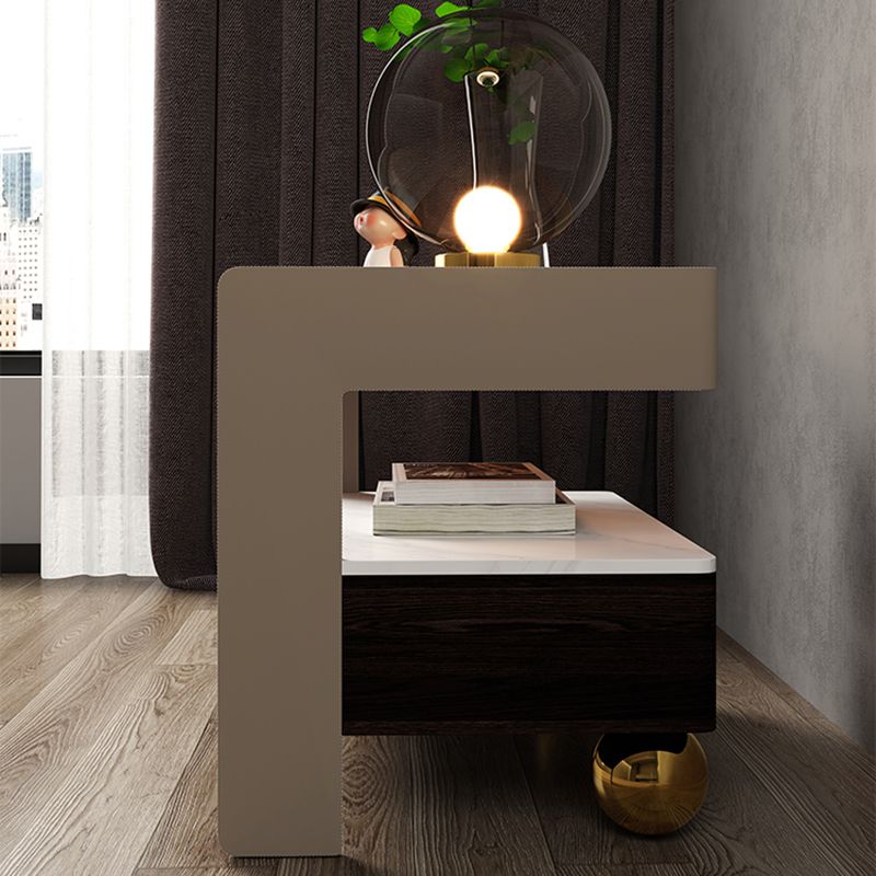 18.89" Tall 1 - Drawer Nightstand Modern Glass Nightstand with Open Storage