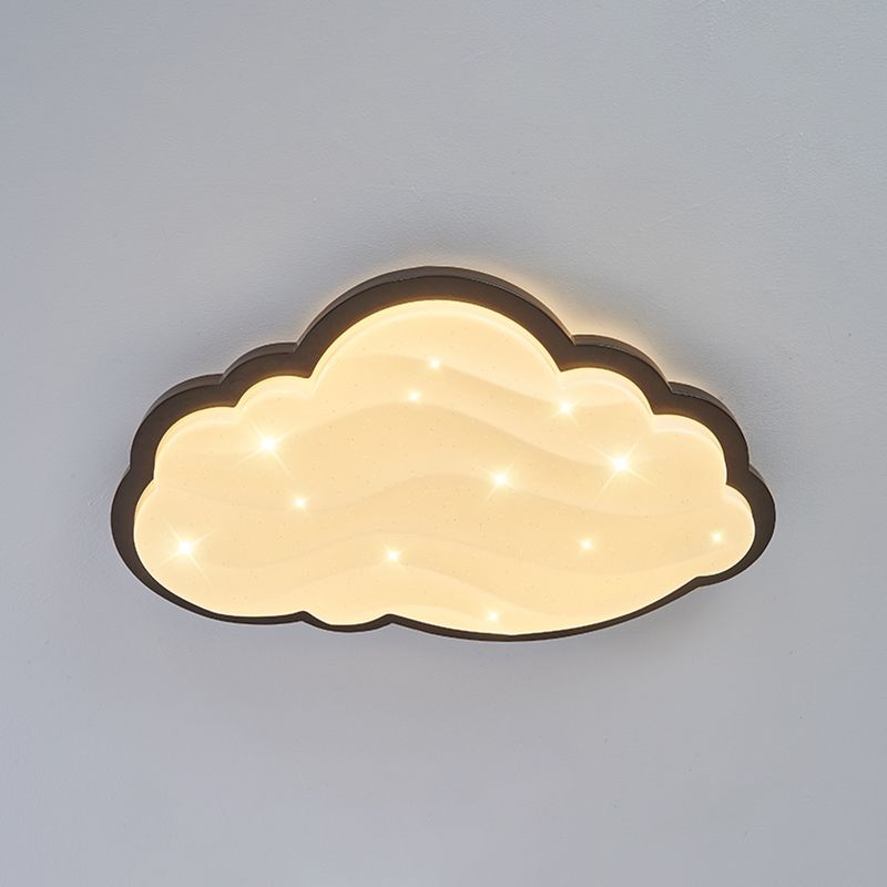 Modern Style Cloud Flush Light Wood Ceiling Mounted Light for Bedroom