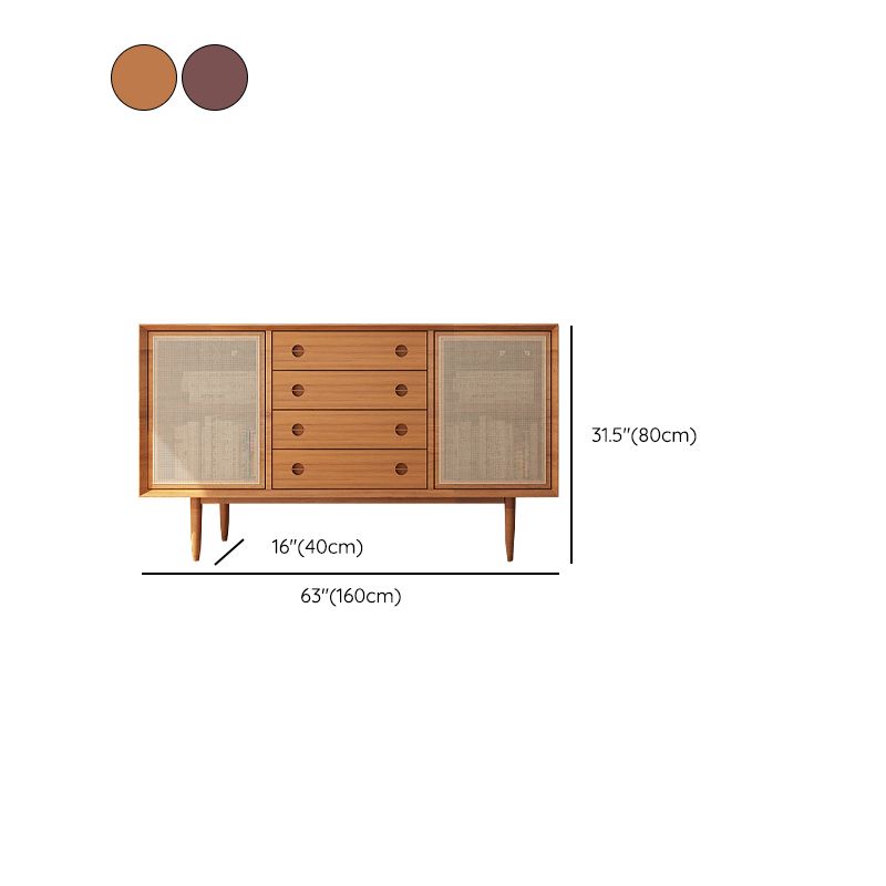 Modern 4 Drawers Sideboard Pine Solid Wood Buffet Stand for Living Room