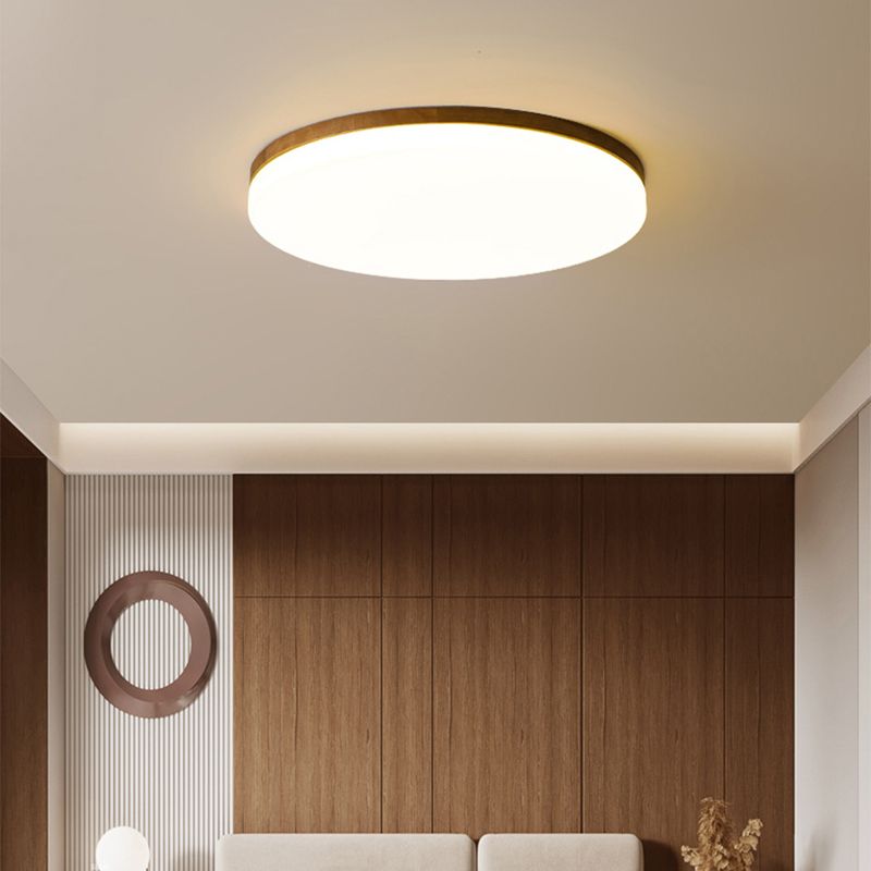 Wood Geometric Flush Light Simple Flush Chandelier Lighting in Brown