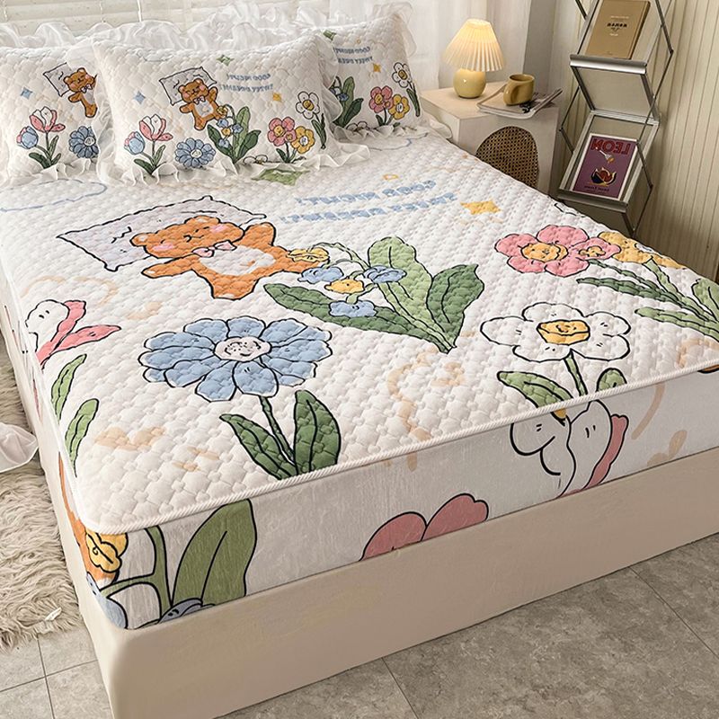 Fancy Fitted Sheet Cartoon Pattern Fade Resistant Non-Pilling Flannel Fitted Sheet