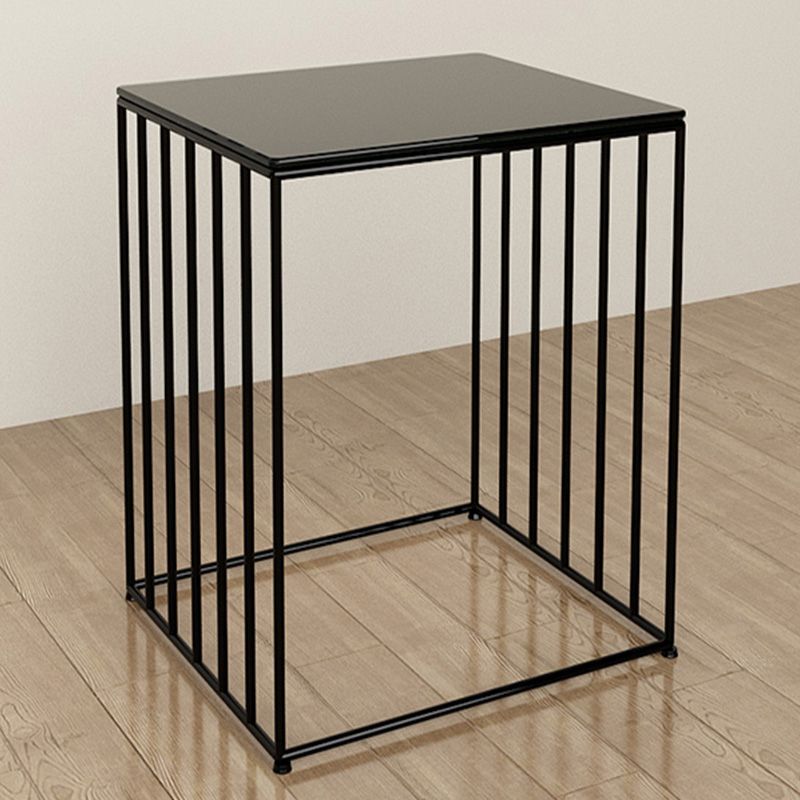 Modern Glass Top Nightstand Metal Non-Storage Iron Bed Nightstand