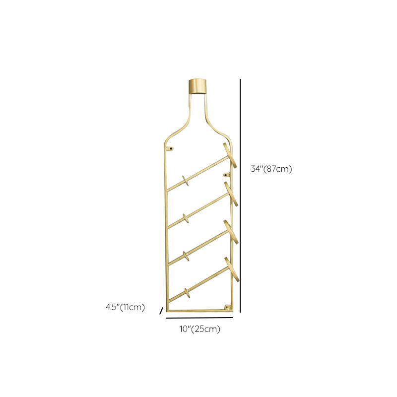 Glam Wall Mounted Wine Rack Bottle Metal Bottle Holder in Gold