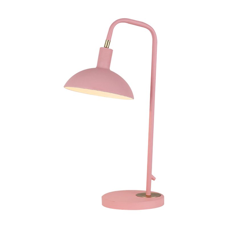 Metallic Dome Shade Nightstand Lamp Nordic 1 Bulb Pink/Yellow/Blue Table Light for Bedside