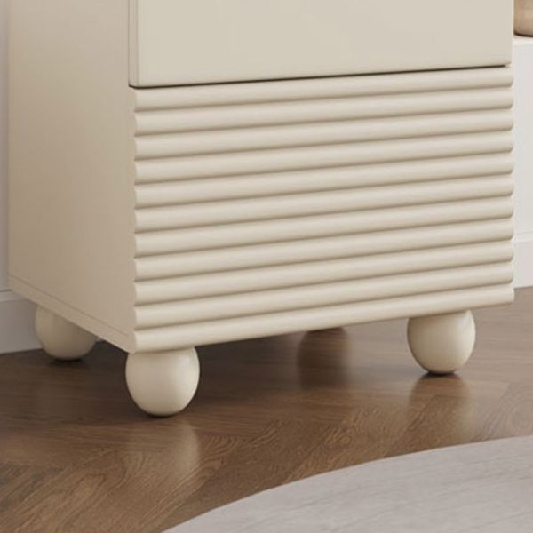 Solid Wood Ivory Bedside Table for Nursery Wooden Contemporary Nightstand